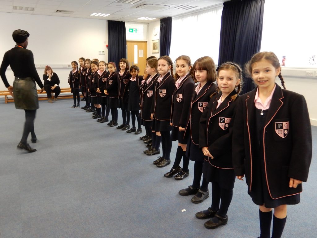Pupils standing in a line