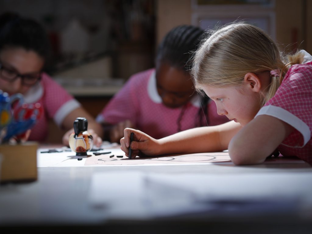 students using charcoal