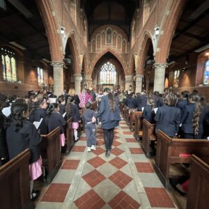 Students in a chapel