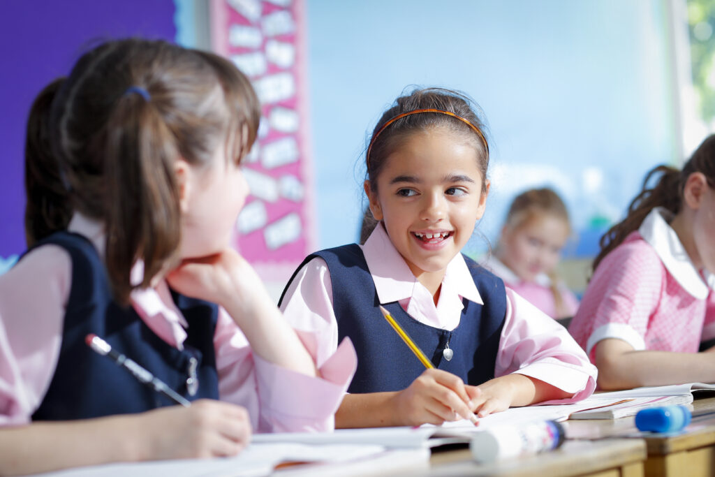 students talking in the classroom