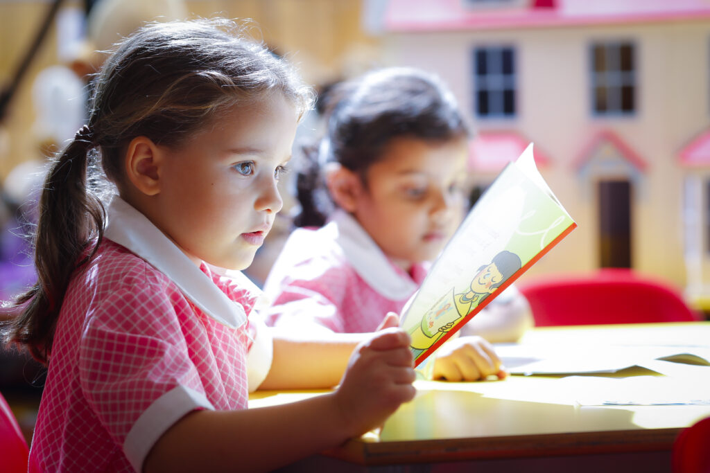 student reading a book