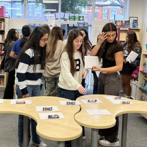 students in the library